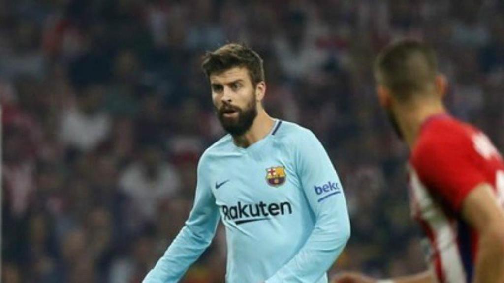 Piqué durante el Atlético de Madrid-Barça. Foto: fcbarcelona.es