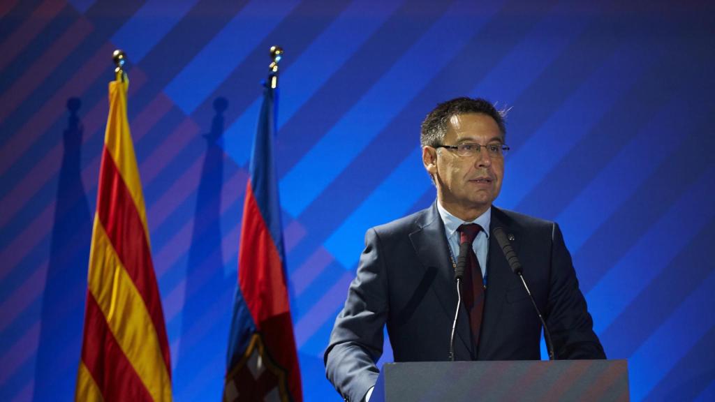 Bartomeu, durante su discurso este sábado en la Asamblea de compromisarios del Barcelona.