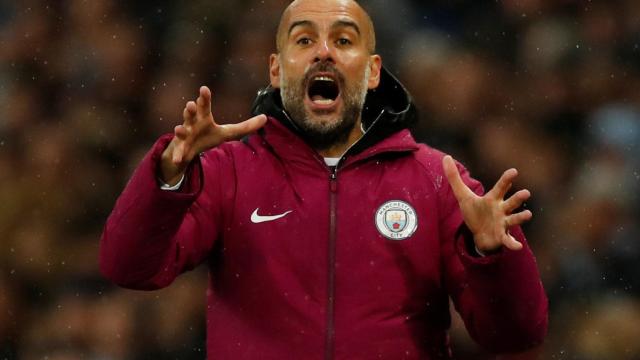 Guardiola, durante el Manchester City - Burnley de Premier League.