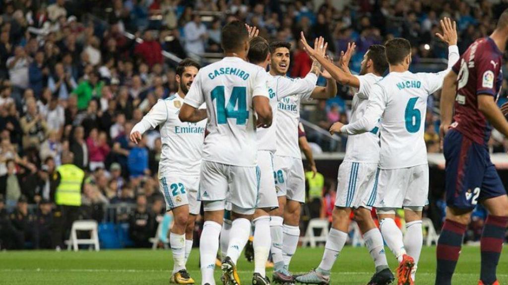 Celebración del gol de Asensio al Eibar.  Fotógrafo: Pedro Rodríguez / El Bernabéu