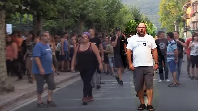 Fermín Sánchez Agurruza durante una manifestación de la izquierda abertzale en Etxarri Aranatz