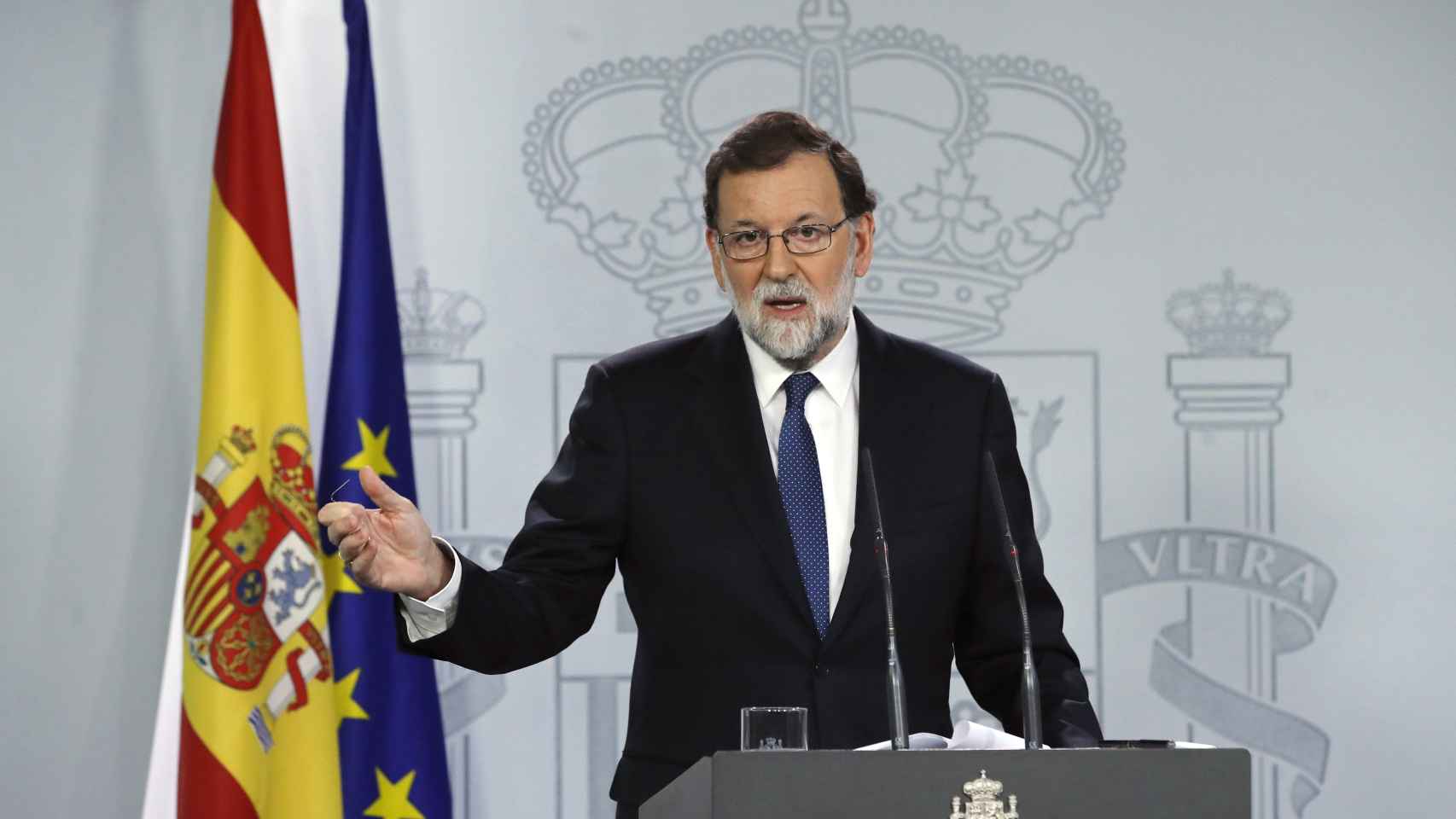 El presidente del Gobierno, Mariano Rajoy, este sábado en Moncloa.