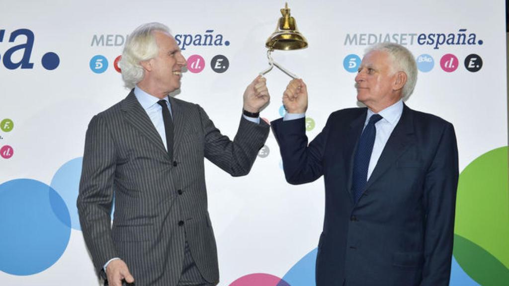 Paolo Vasile durante un aniversario del estreno en Bolsa de Mediaset.