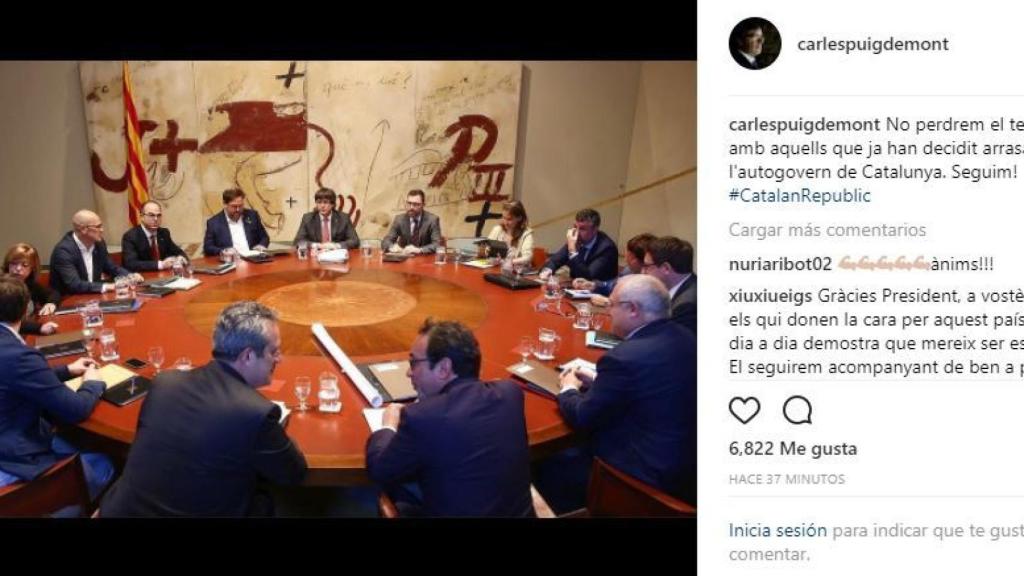 Captura de la publicación de Puigdemont en su cuenta de Instagram.