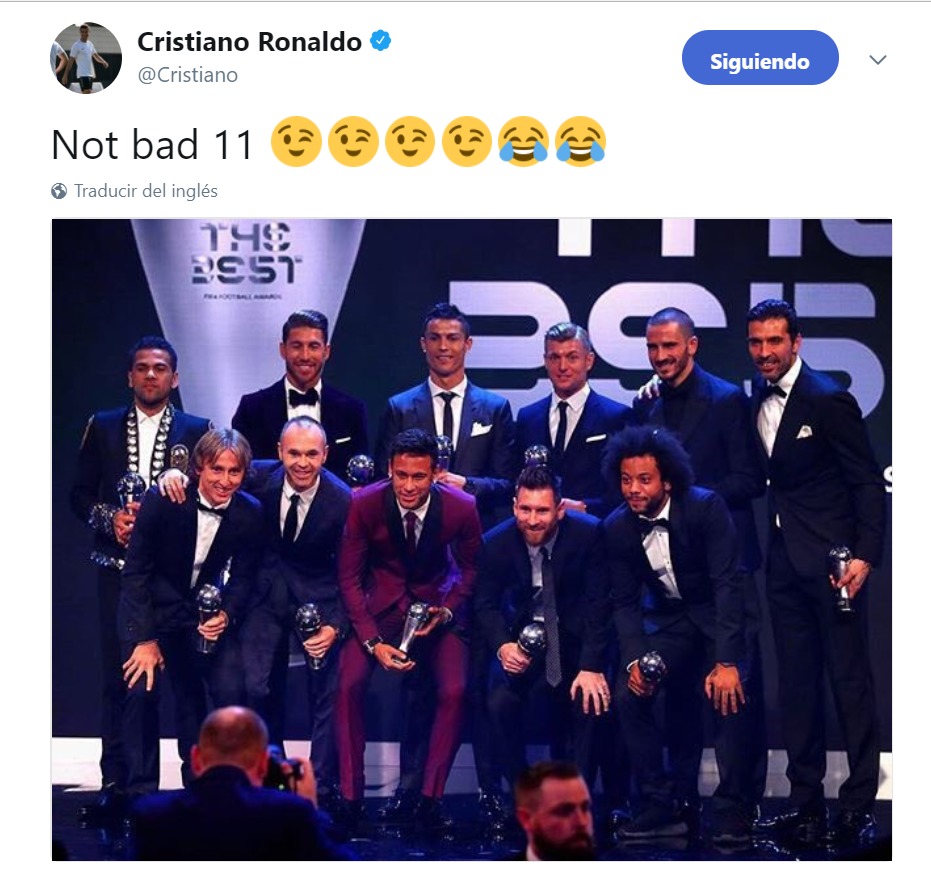 El mensaje de Cristiano sobre el once FIFPro: No es un mal once