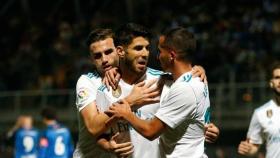 Celebración del gol de Marco Asensio ante el Fuenlabrada