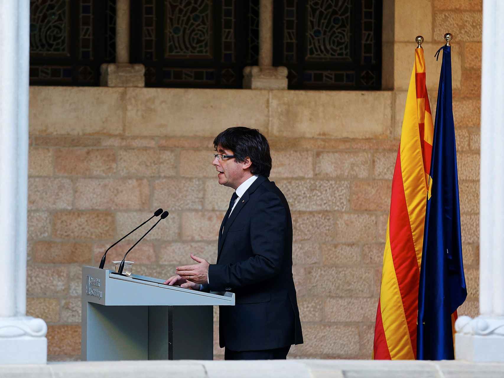 Carles Puigdemont, durante su comparecencia.