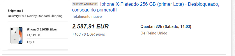 iphone x 256 gb 2600 euros