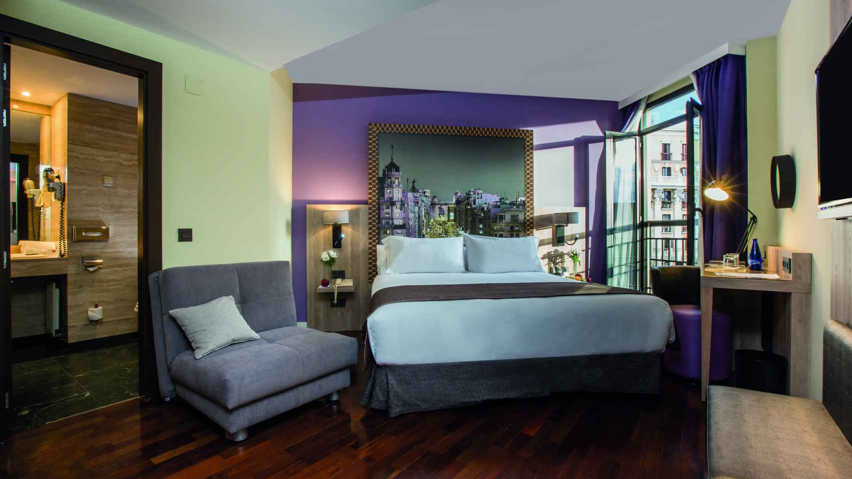 Una de las habitaciones del hotel Leonardo Madrid City Center.