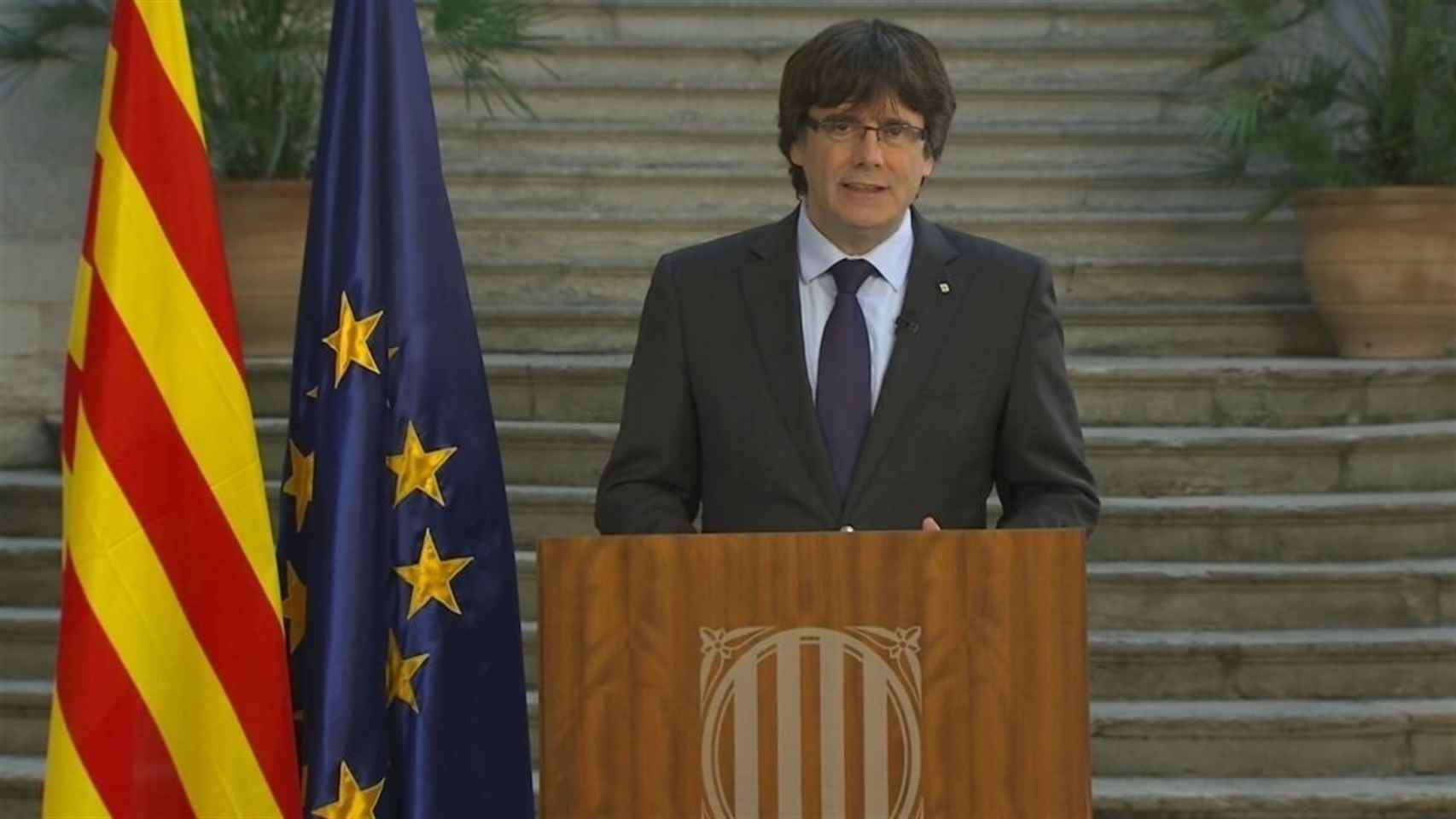 Puigdemont, en la alocución grabada que ha emitido TV3.