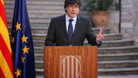 El expresidente de la Generalitat, Carles Puigdemont, este sábado en Girona.