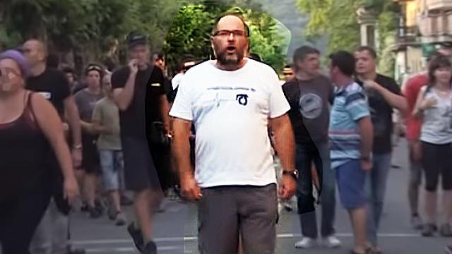 Fermín Sánchez, en una manifestación reciente contra la Guardia Civil en Exarri-Aranatz.