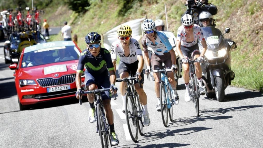 Nairo Quintana y Mikel Landa, detrás de él, en el último Tour de Francia.