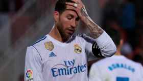 Sergio Ramos se lamenta en la derrota del Real Madrid ante el Girona.