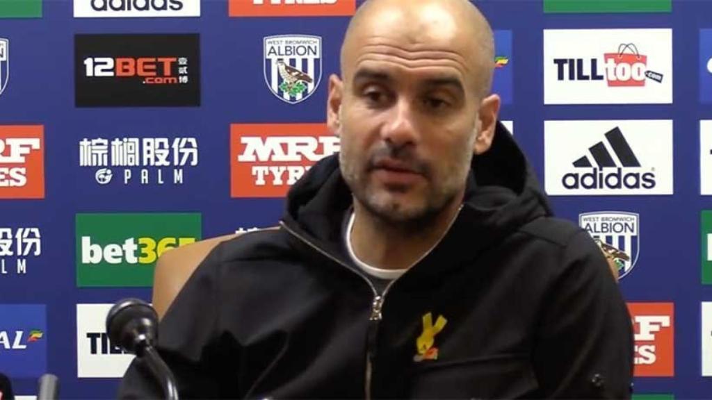 Guardiola luce el lazo de los independentistas catalanes ante el West Brom