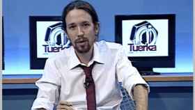 Pablo Iglesias presentando 'La Tuerka', el programa que le lanzó a la primera línea mediática.