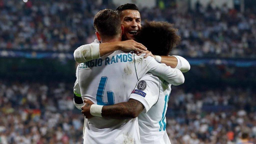 El abrazo de Cristiano, Ramos y Marcelo