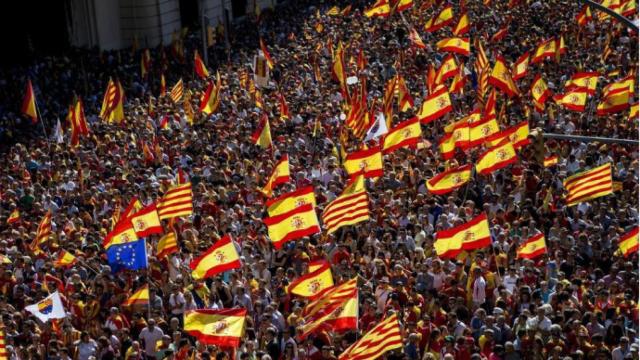 Imagen de la manifestación por las calles de Barcelona