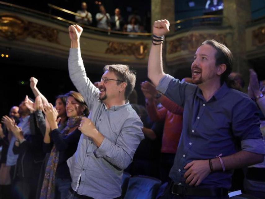 Iglesias y Domènech juntos este lunes en Madrid.