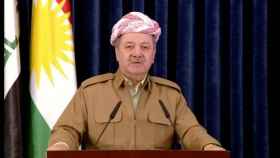 El presidente kurdo Barzani, en su discurso por televisión.