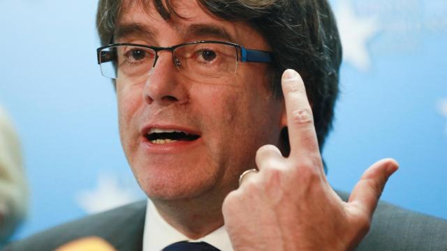 El ex presidente Puigdemont, durante su rueda de prensa en Bruselas