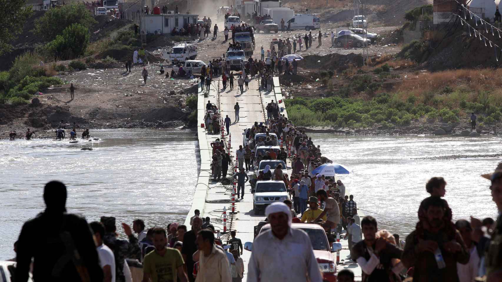 Cruce fronterizo iraquí-sirio en Fishkhabour