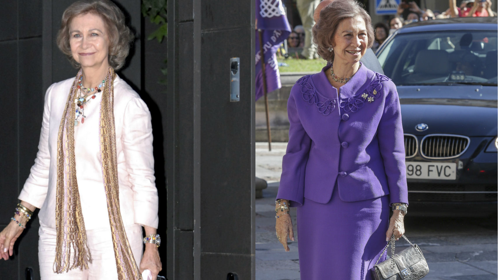 La reina Sofía hace diez años y ahora.