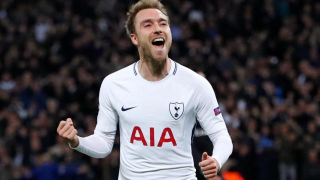 Eriksen celebra su gol en Wembley