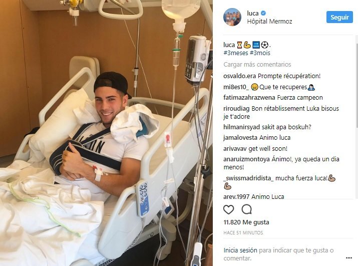 Luca Zidane operado. Foto Instagram (@luca)