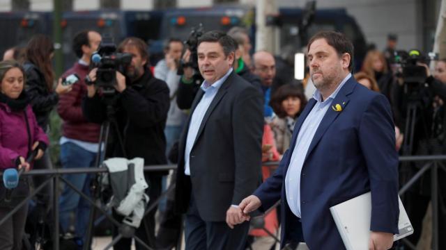 Oriol Junqueras a su llegada a la Audiencia Nacional, este jueves.