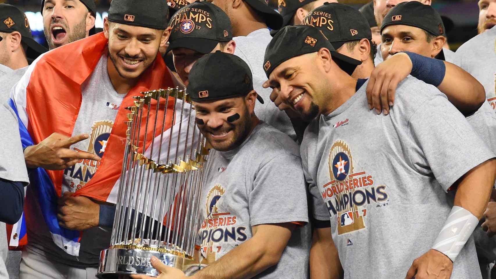 Jugadores de los Astros de Houston celebran el título conquistado.