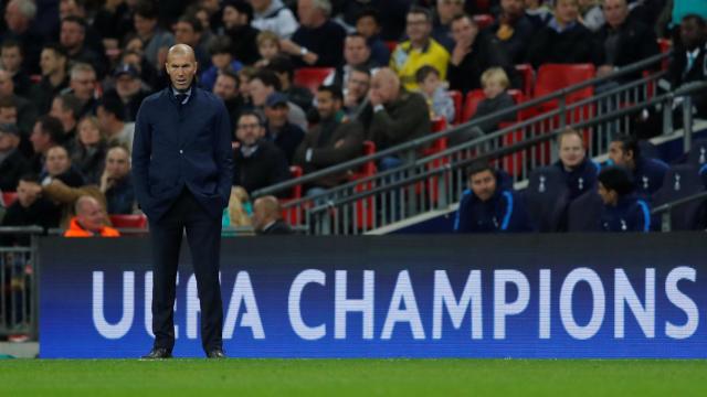 Zidane, en Wembley, durante el Tottenham - Real Madrid.