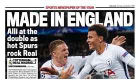 Portada del Daily Mirror tras la derrota del Real Madrid ante el Tottenham.
