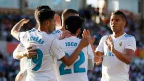 Celebración del Madrid tras el gol de Isco