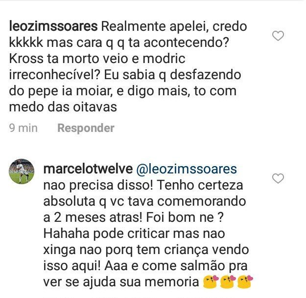 Marcelo contesta en Instagram a un seguidor