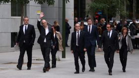 Los consejeros de Puigdemont llegando a la Audiencia Nacional el jueves