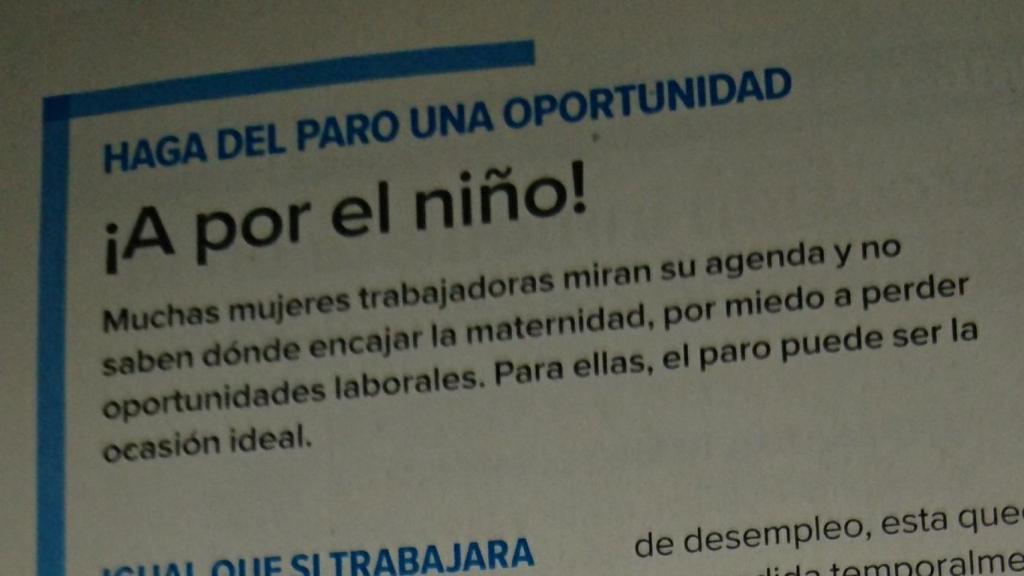 La OCU recomendando a las mujeres en el paro tener hijos