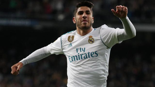 Marco Asensio celebra su gol ante Las Palmas.