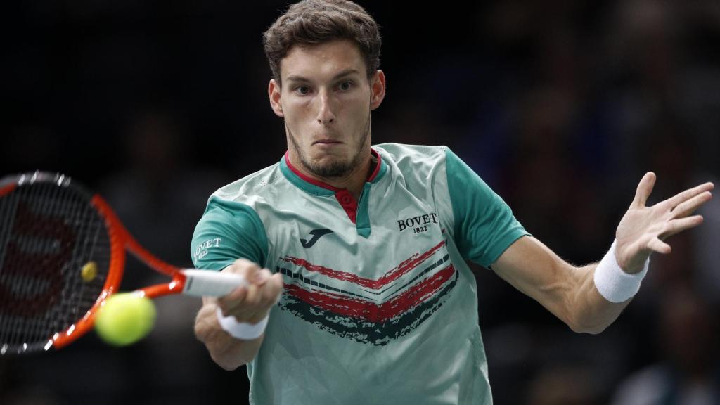 Carreño, durante su partido ante Mahut en París-Bercy.