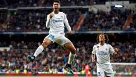 Marcelo celebra el gol de Asensio