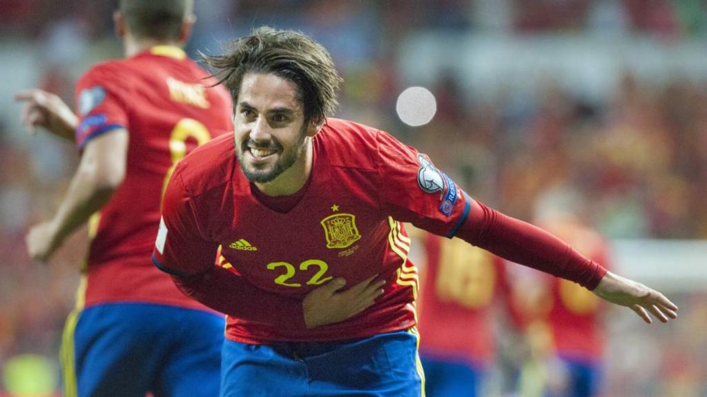 Isco, tras marcar un gol con España.