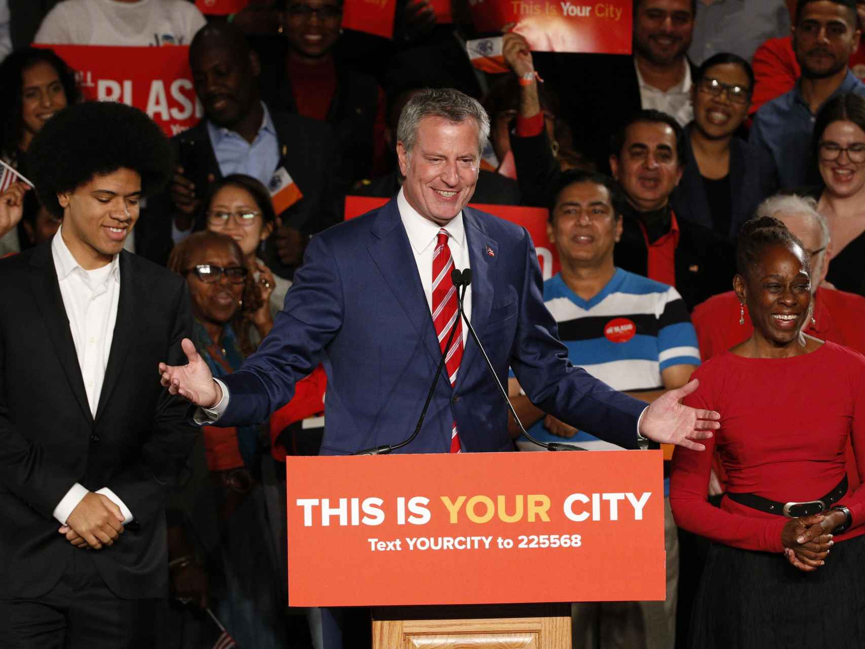 Bill de Blasio, tras su reelección como alcalde de Nueva York.