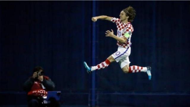 Modric celebra su gol ante Grecia. Foto: Twitter (@chirichampions)