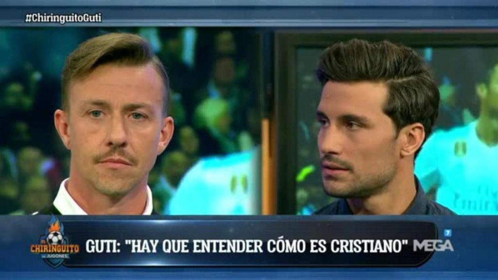 Jaime Astrain, con Guti, en El Chiringuito. Foto: Twitter (@elchiringuitotv)