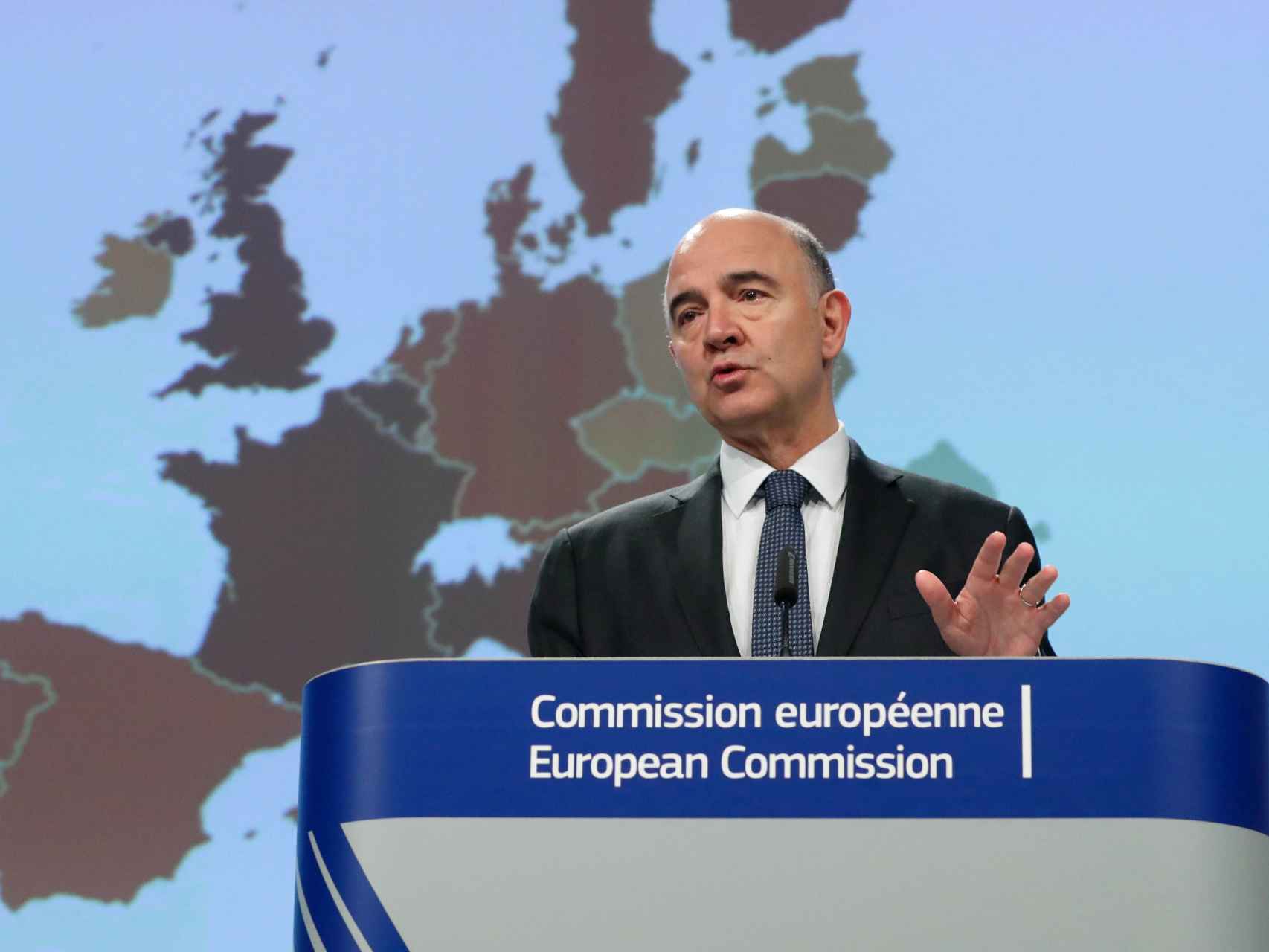 El comisario Pierre Moscovici, durante la presentación de sus previsiones económicas