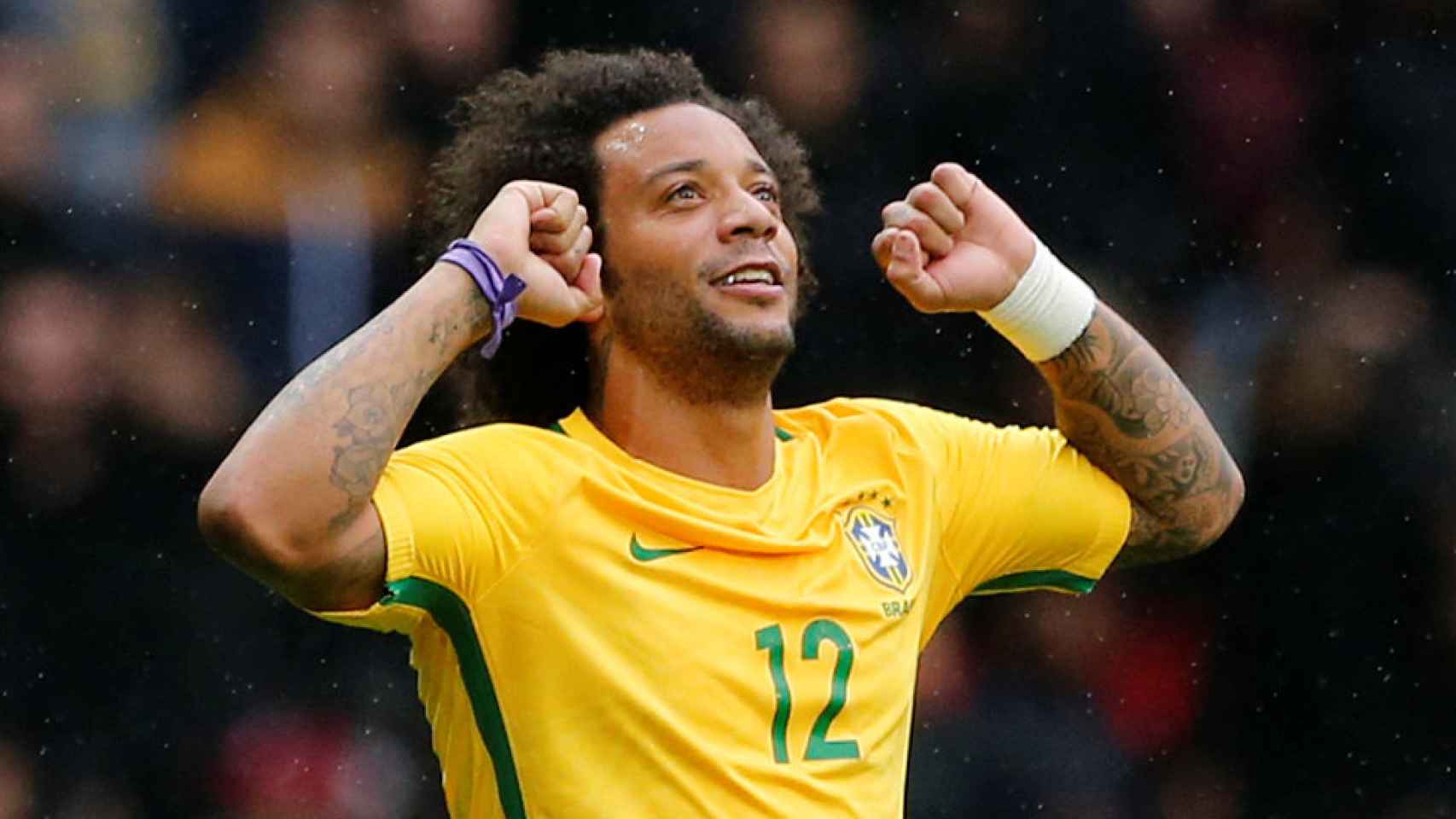Marcelo celebrando su gol ante Japón.