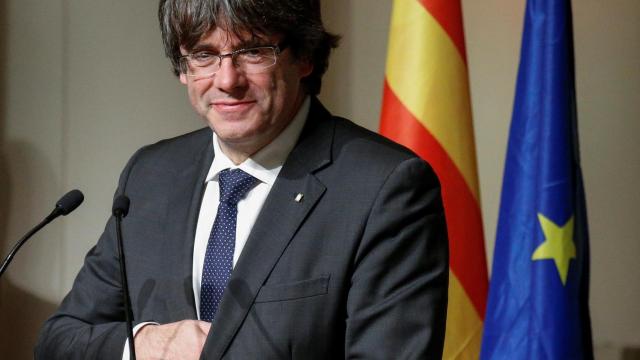 Puigdemont, durante un acto con alcaldes independentistas en Bruselas