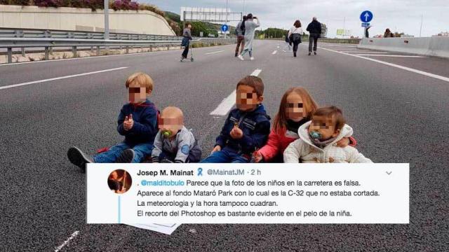 El zasca de Maldito Bulo a Mainat por la foto de los niños cortando la carretera