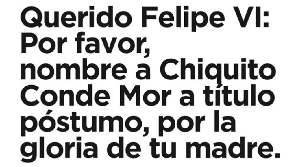 El anuncio que reclama el título nobiliario para el cómico malagueño.