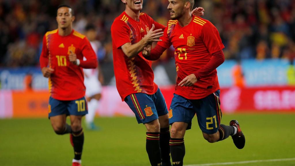 Silva celebra el primero de sus goles ante Costa Rica.